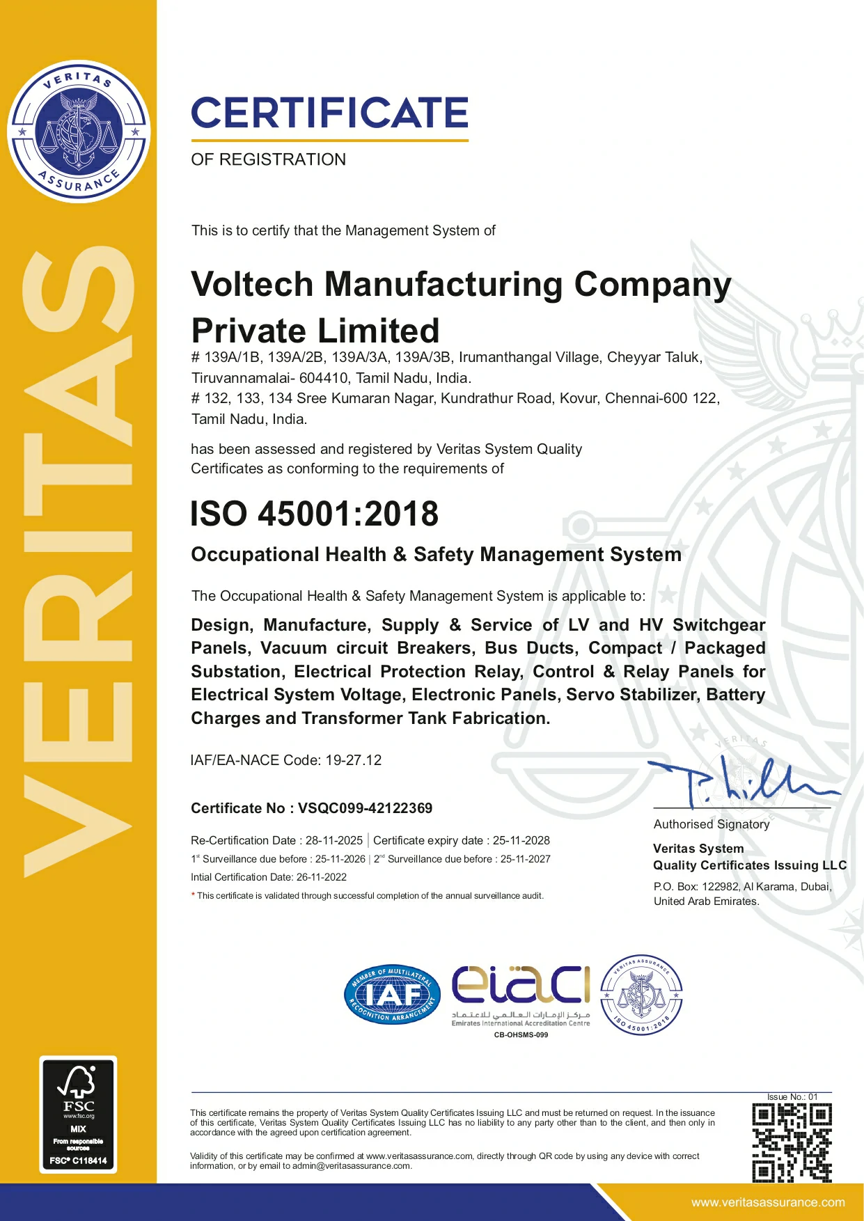 ISO Certifications | Voltech Manufacturing Company Pvt Ltd