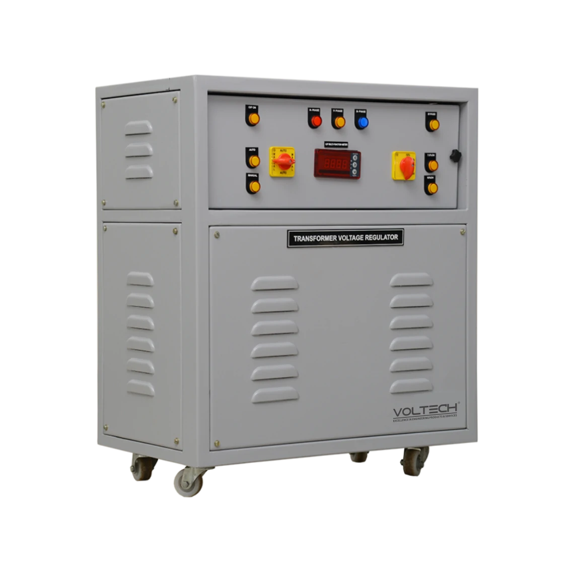 Industrial transformer voltage regulator for power control