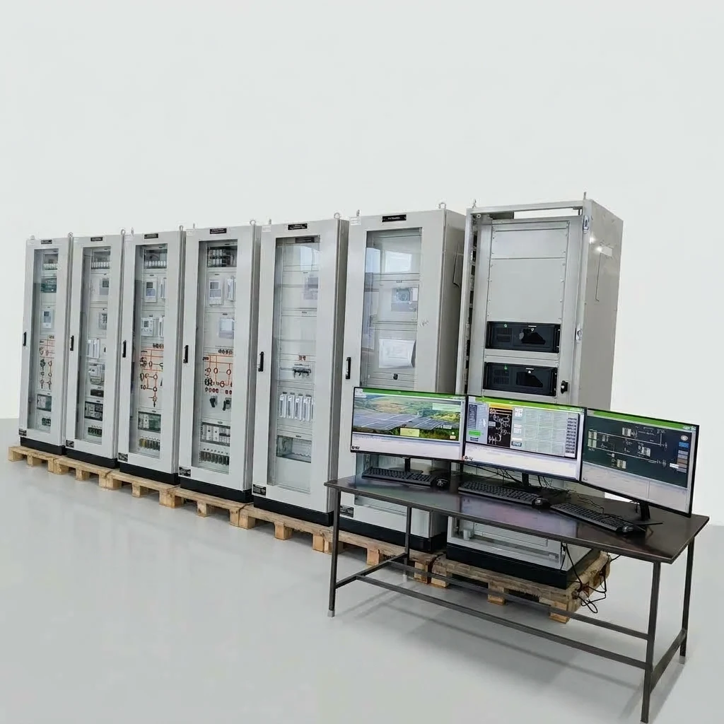 Voltech control and relay panel (CRP) line-up with SAS automation server and operator workstation - CRP panel manufacturer in India